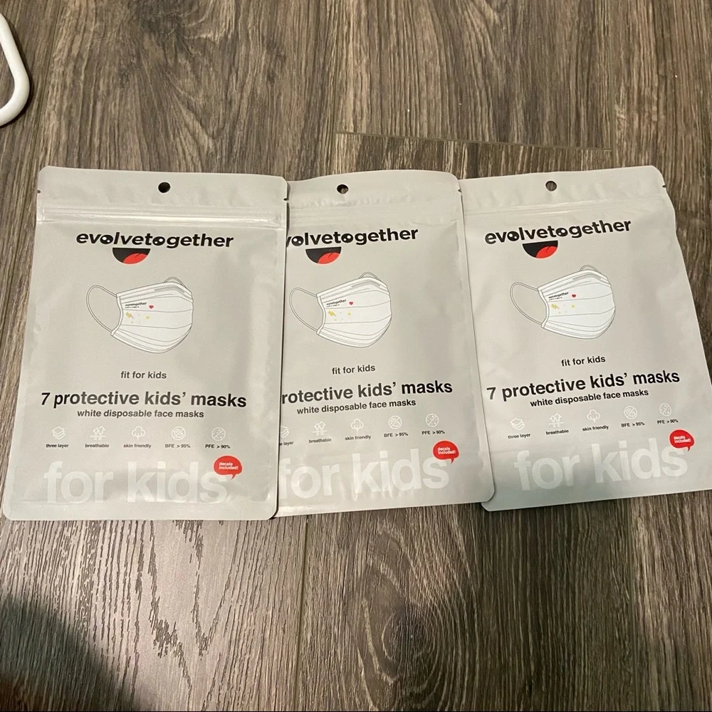 NWT EvolveTogether kids face masks, 21 total